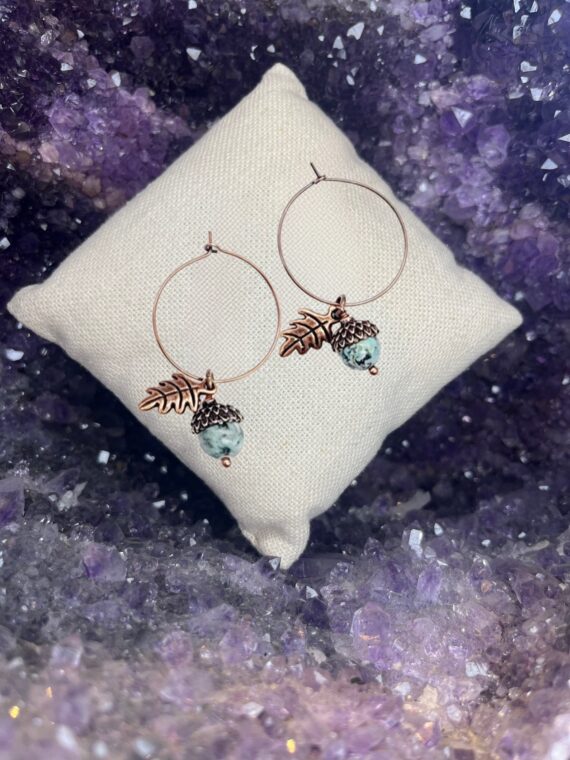 African Turquoise Copper Acorn Earrings 2 African Turquoise Copper Acorn Earrings