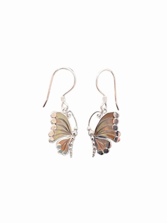 Tan Mother of Pearl Butterfly Earrings 1 Tan Mother of Pearl Butterfly Earrings