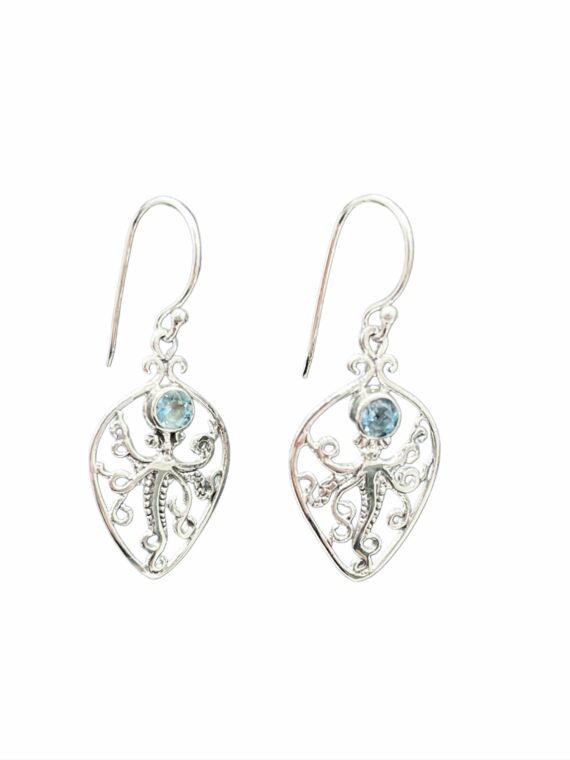 Blue Topaz Octopus Earrings 1 Blue Topaz Octopus Earrings