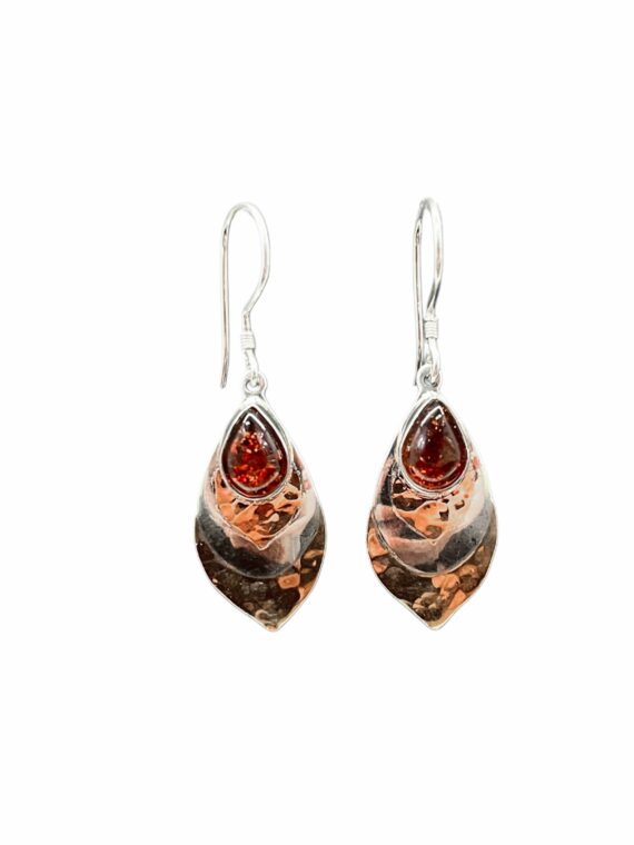 Amber with Hammered Copper Earrings 1 Amber with Hammered Copper Earrings