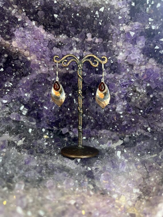 Amber with Hammered Copper Earrings 2 Amber with Hammered Copper Earrings