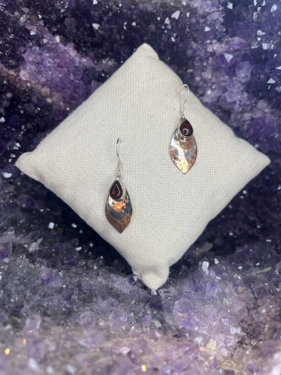 Amber with Hammered Copper Earrings 3 Amber with Hammered Copper Earrings