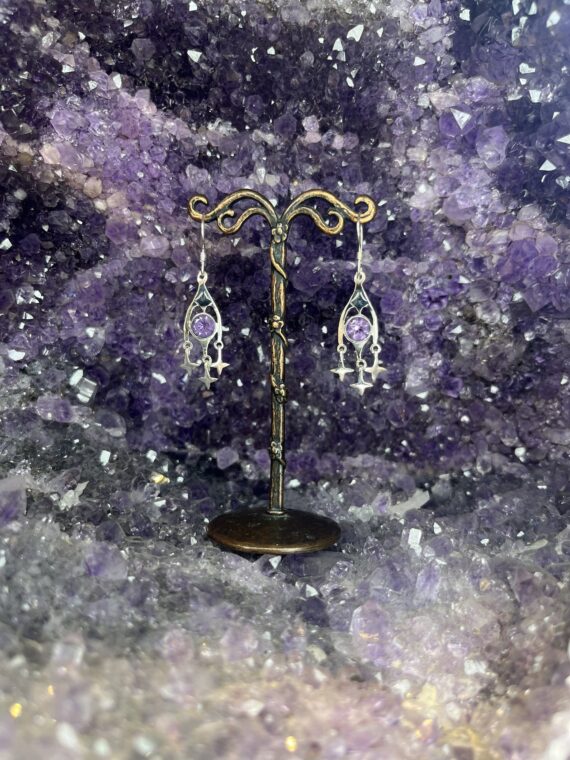 Amethyst with Stars Earrings 2 Amethyst with Stars Earrings