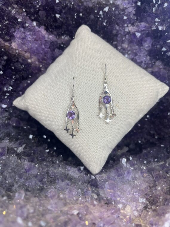 Amethyst with Stars Earrings 3 Amethyst with Stars Earrings