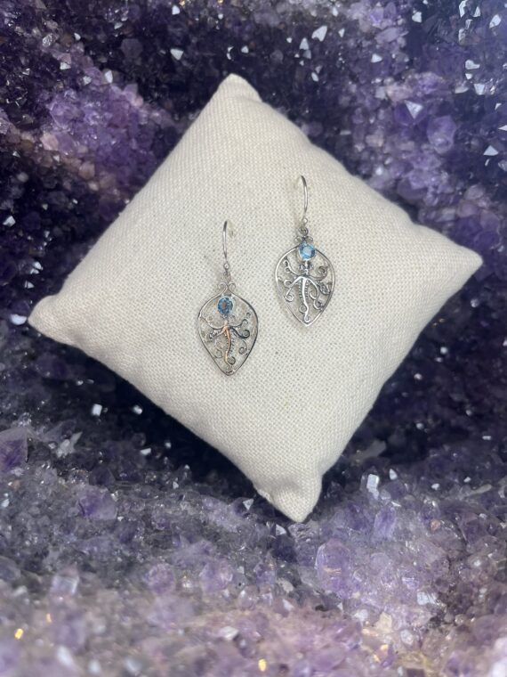 Blue Topaz Octopus Earrings 3 Blue Topaz Octopus Earrings