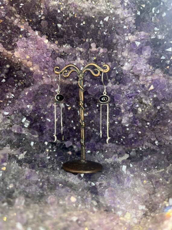 Black Onyx Spaceship Dangle Earrings 2 Black Onyx Spaceship Dangle Earrings