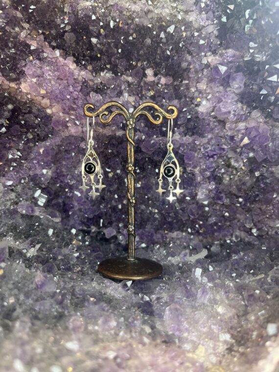 Black Onyx with Stars Earrings 2 Black Onyx with Stars Earrings