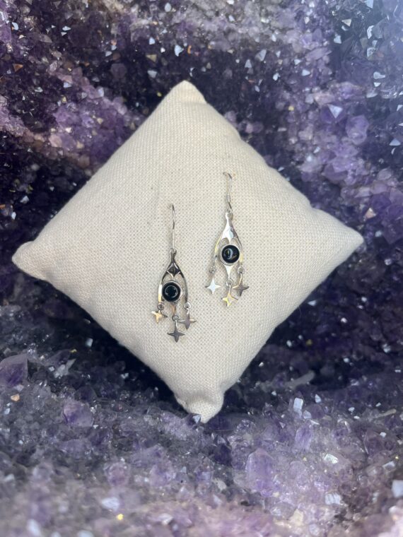 Black Onyx with Stars Earrings 3 Black Onyx with Stars Earrings