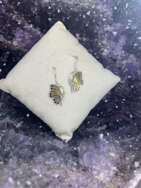 Tan Mother of Pearl Butterfly Earrings 3 Tan Mother of Pearl Butterfly Earrings