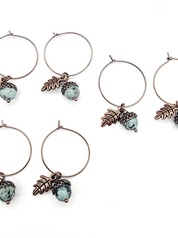 African Turquoise Copper Acorn Earrings 3 African Turquoise Copper Acorn Earrings