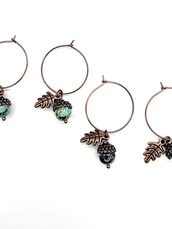 African Turquoise Copper Acorn Earrings 4 African Turquoise Copper Acorn Earrings